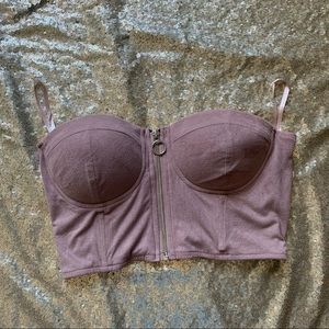NWOT Suede Zip Up Bustier